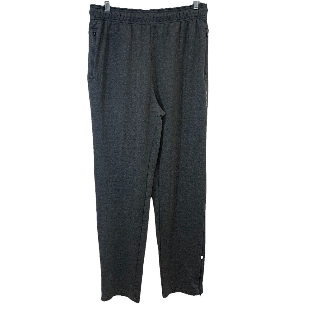 Reebok Jogger Sweatpants Men Medium Zip Ankle Drawstring Pockets Gym Lounge Work